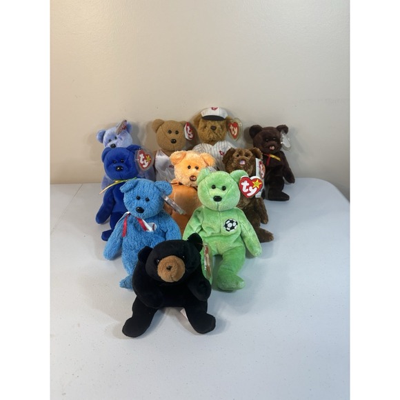 Lot of 10 Beanie Babies Sports Shaq Soccer Baseball Mastercard I & II